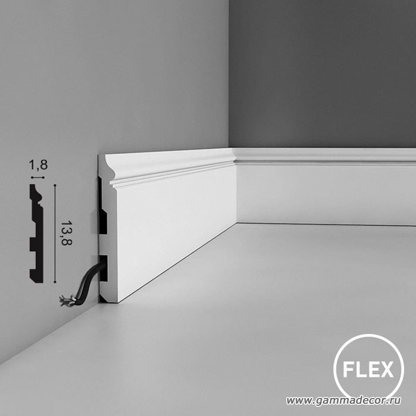 Гибкий плинтус из полиуретана SX118F