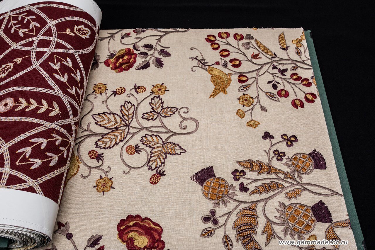 Ткань Newill Embroidery Wine/Safron >>>